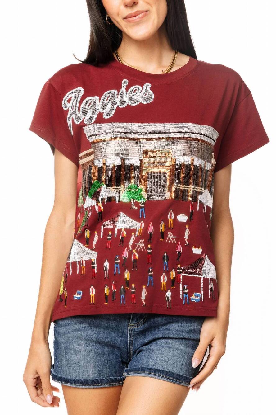 NEW QUEEN OF SPARKLES licensed texas a&m stadium tailgate party tee in maroon